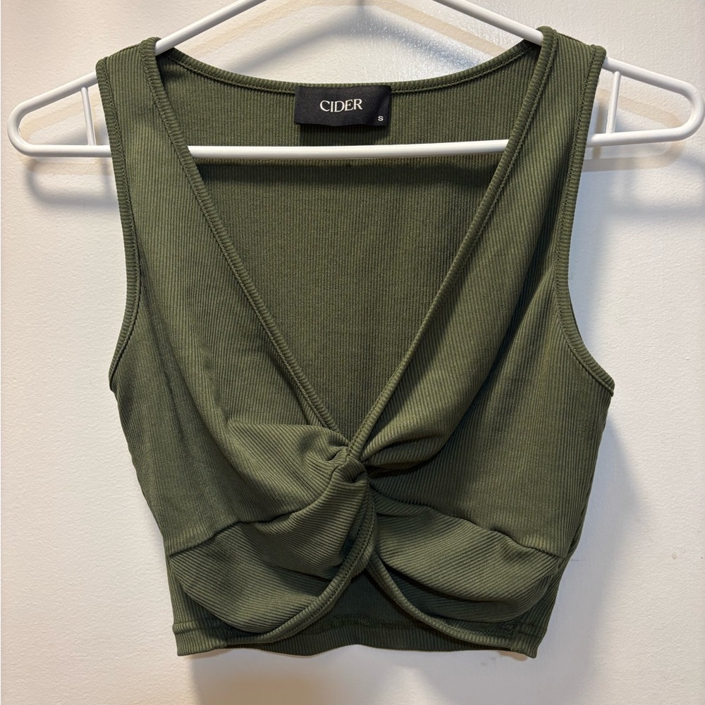 Cider Women's Green Twist-Front Top